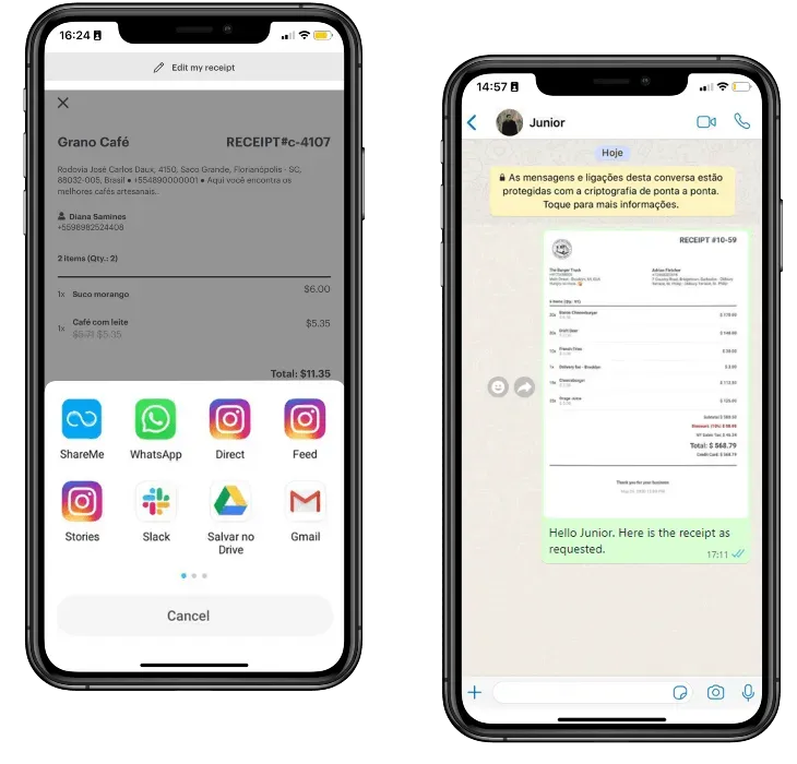 Share Online Receipts via Social Media