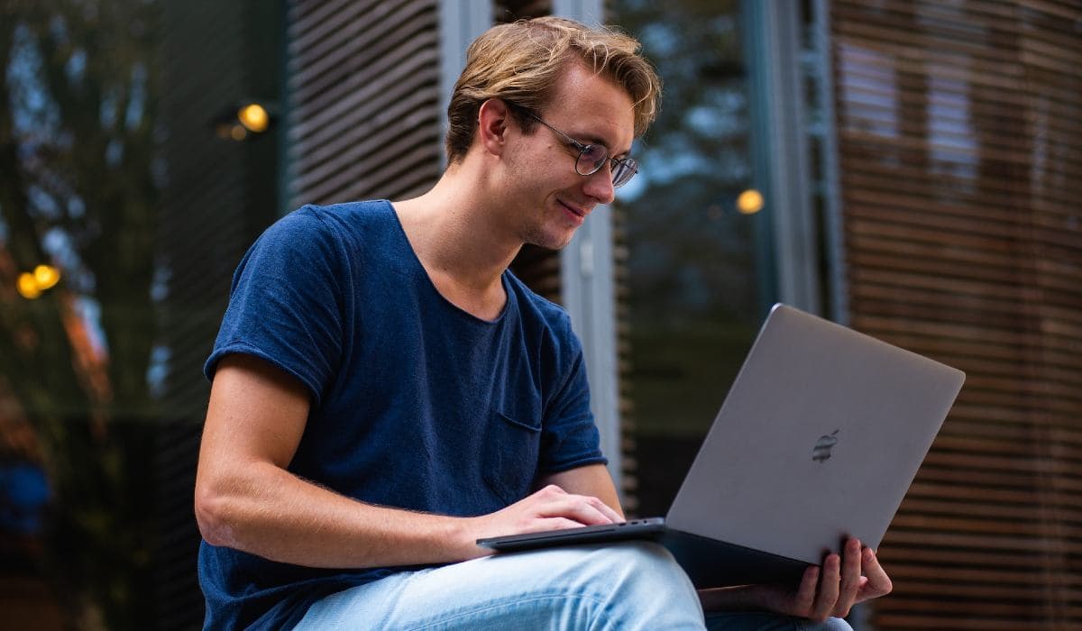 Man working with notebook
