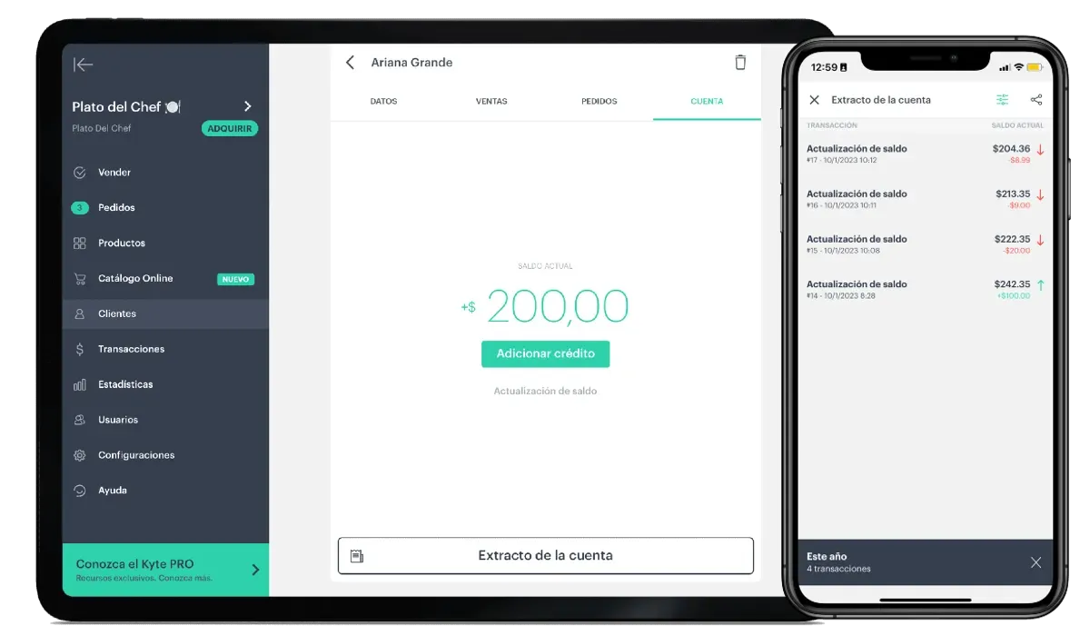 Gestión de clientes con historial de compras